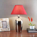 Load image into Gallery viewer, Detec Metal finished with Maroon shade sophisticated table lamp
