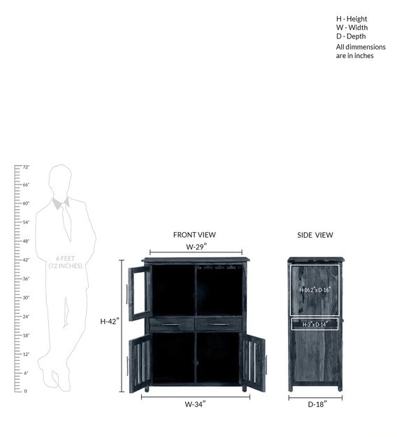 Detec™ Solid Wood Bar Cabinet In Provincial Teak Finish