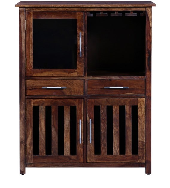 Detec™ Solid Wood Bar Cabinet In Provincial Teak Finish