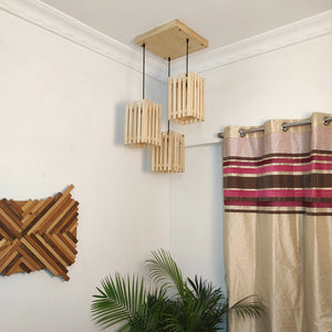 Detec™ Elegant Beige Wooden Cluster Hanging Lamp