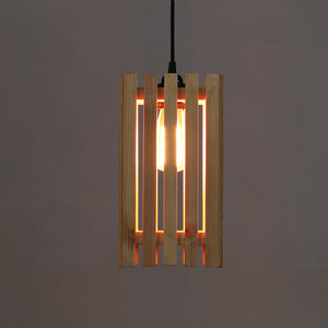 Elegant Beige Wooden Single Hanging Lamp
