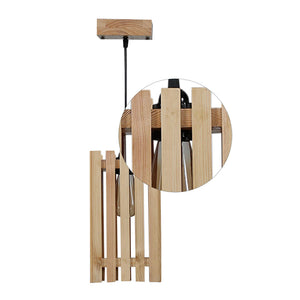 Elegant Beige Wooden Single Hanging Lamp