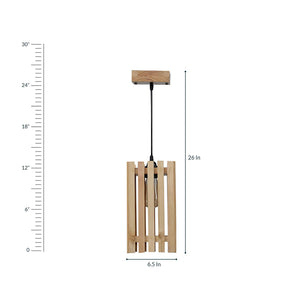 Elegant Beige Wooden Single Hanging Lamp