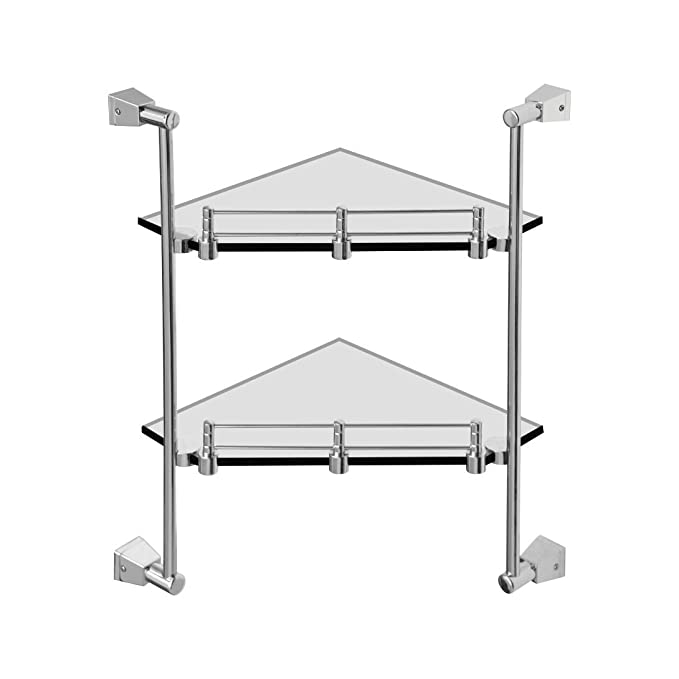 Cera Accessories Oceana Range Corner Glass Shelf With 2 Racks F5005201