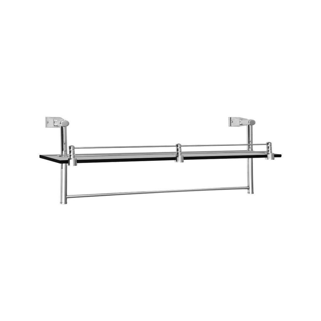 Cera Bath Accessories Oceana Range Glass Shelf With Towel Rail F5005301