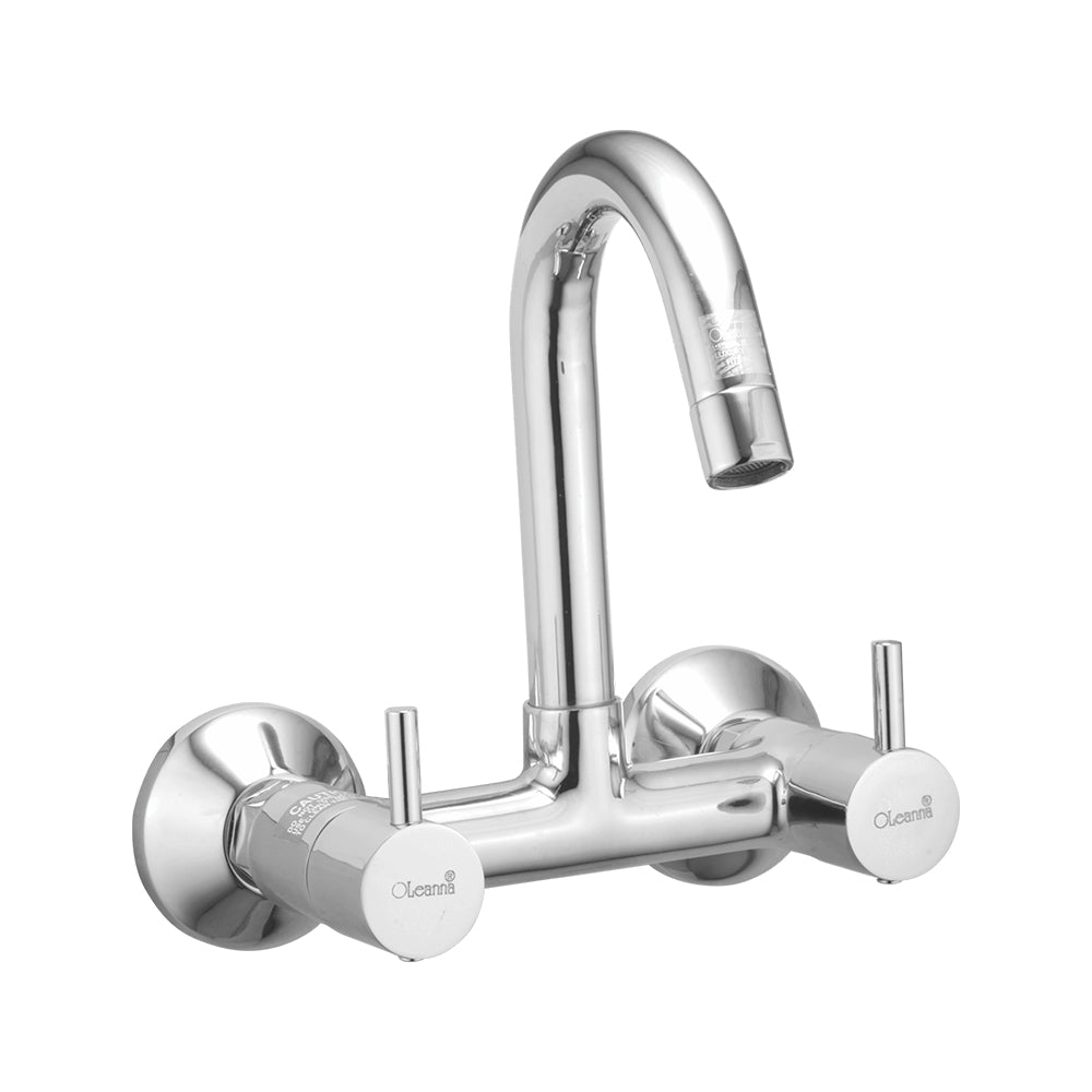 Oleanna Flora Brass Sink Mixer With Wall Flange