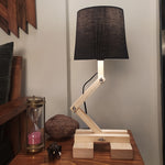 Load image into Gallery viewer, Flex Beige Wooden Table Lamp with Black Fabric Lampshade
