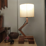 Load image into Gallery viewer, Flex Brown Wooden Table Lamp with Yellow Printed Fabric Lampshade
