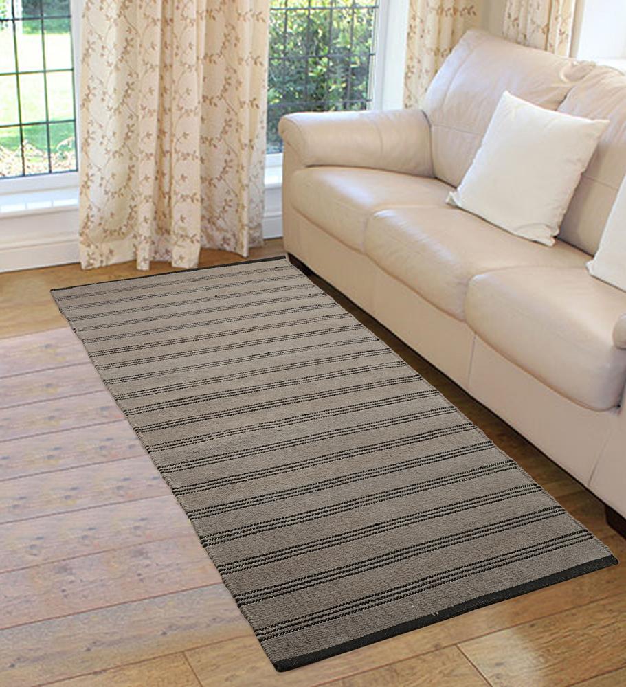 Saral Home Detec™ Stripe Design Cotton Rug - (70x170 Cms)