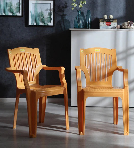 Detec™ Plastic Chair (Set of 2) - Gold Color
