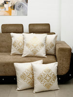 Load image into Gallery viewer, Detec™ Hosta Beige Golden Traditional Printed 16 x 16 inches Cushioned Cover (Set of 5 )
