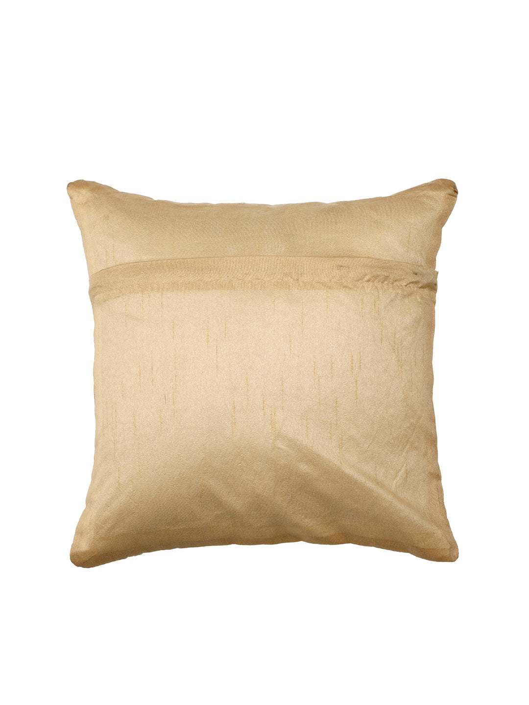 Detec™ Hosta Beige Golden Feather Printed 16 x 16 inches Cushion Cover (Set of 5 )