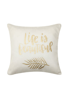 Detec™ Hosta Beige Color 16 x 16 inches Golden Printed Cushion Cover (Set of 5)