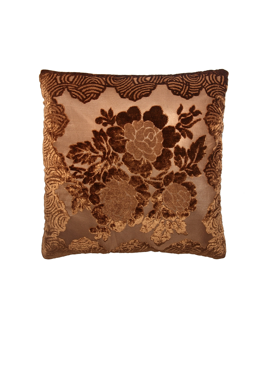 Detec™ Hosta Floral Embossed Printed Cushion Cover 16 X 16 Inches (Set of 5)