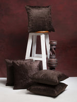 Load image into Gallery viewer, Detec™ Hosta Solid Brown Velvet 24 x 24 inches Cushioned Cover (Set of 5 )
