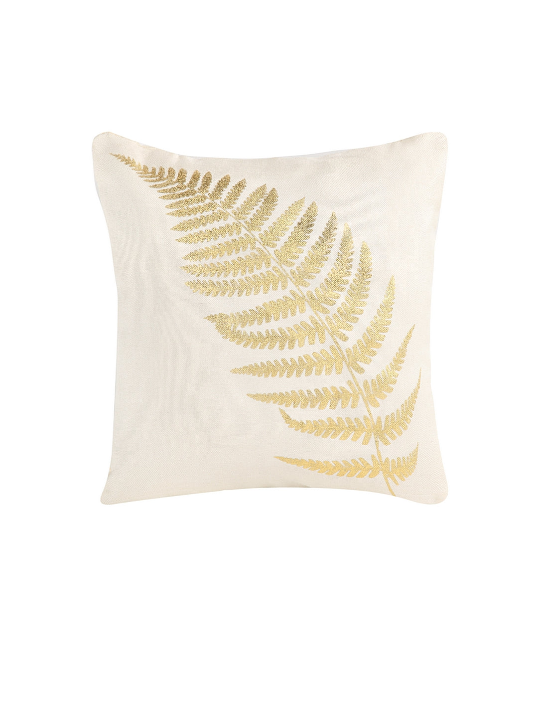 Detec™ Hosta Beige Golden Foil Printed 16 x 16 inches Cushioned Cover (Set of 5 )