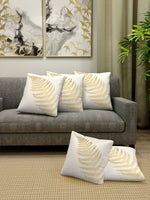 Load image into Gallery viewer, Detec™ Hosta Beige Golden Foil Printed 16 x 16 inches Cushioned Cover (Set of 5 )
