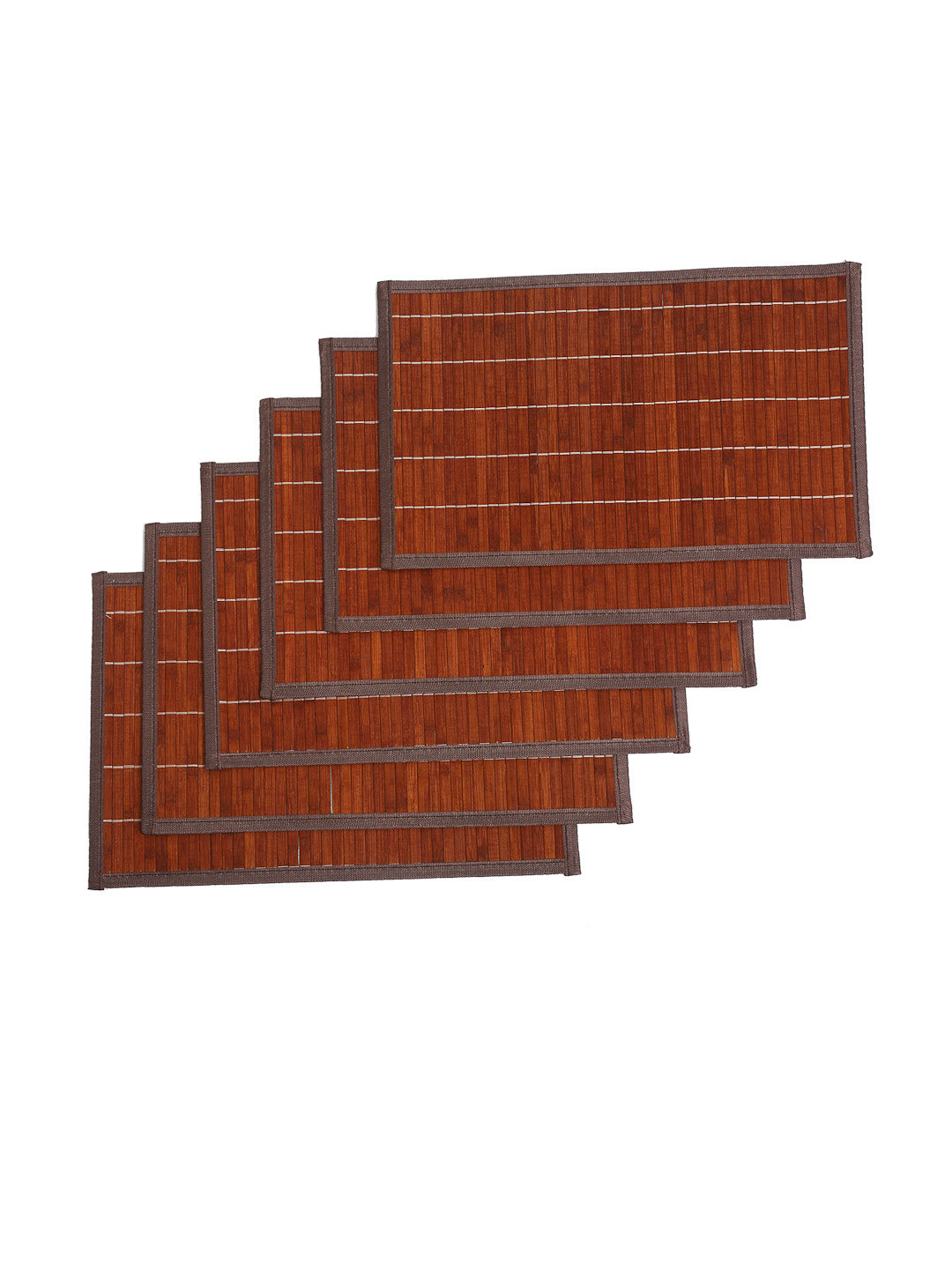 Detec™ Hosta Leatherite Rectangular Table Place Mats (Pack of 6) in Brown Color