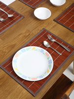 गैलरी व्यूवर में इमेज लोड करें, Detec™ Hosta Leatherite Rectangular Table Place Mats (Pack of 6) in Brown Color
