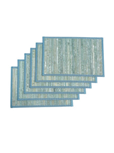 Detec™ Hosta Leatherite Rectangular Table Place Mats (Pack of 6) in Blue Color