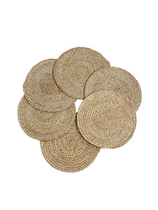 Detec™ Jute Round Reversible Table Place Mats (Pack of 6) in Brown Color 