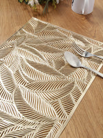 Load image into Gallery viewer, Detec™ Hosta Modern Leaf Design Leatherite Rectangular Table Place Mats in Gold Color
