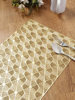 गैलरी व्यूवर में इमेज लोड करें, Detec™ Hosta Geometric Golden Shaped Leatherite Rectangular Table Place Mats
