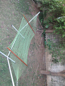 Hangit Single XL UV Resistant Green Outdoor Rope Hammock,120cm Wide X 335cm Long