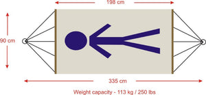 हैंगिट सिंगल यूवी प्रतिरोधी बहुरंगा रस्सी झूला, 90 सेमी चौड़ा X 335 सेमी लंबा