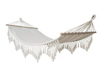 Load image into Gallery viewer, Hangit Natural Sling Hammock with decorative fringes and spreader bars, 115 kg weight capacity (Single person use, 90W X 335L cm Long)
