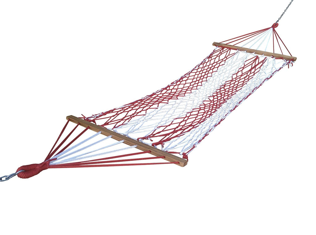 Hangit Single UV resistant Red-White Rope Hammock,90cm Wide X 335cm Long