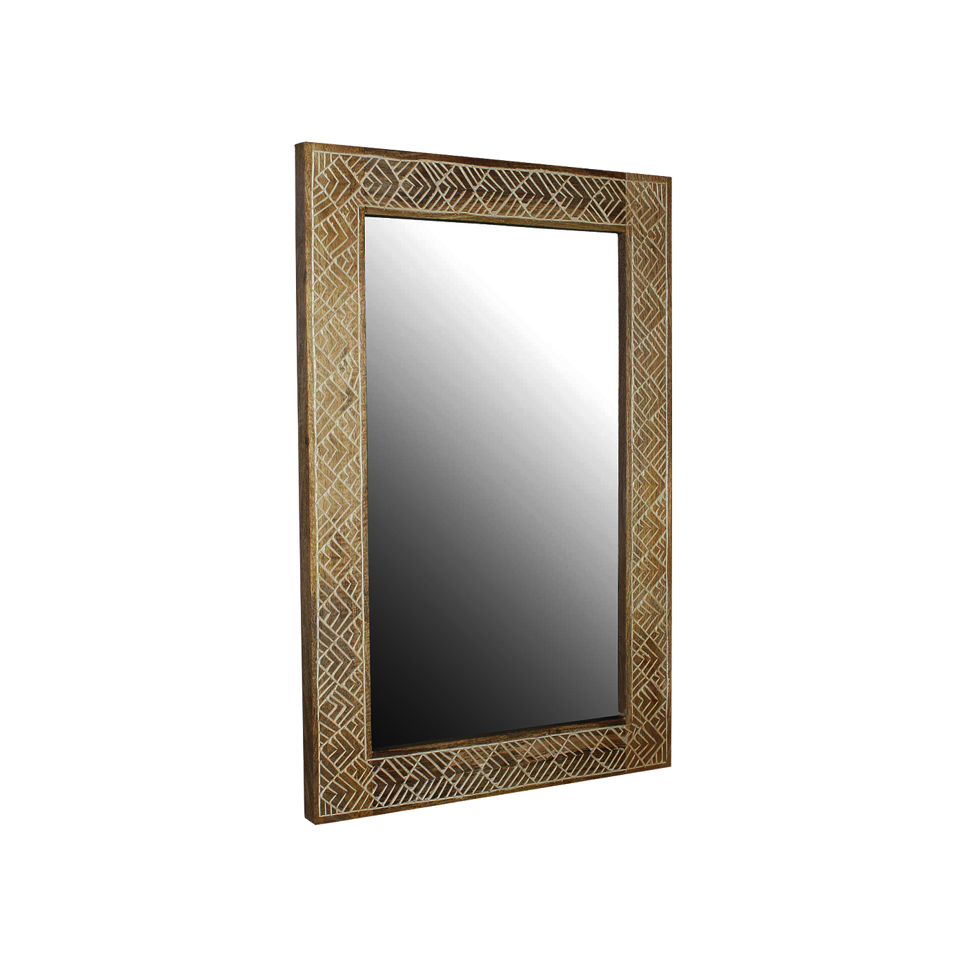 Detec™ Ines Solid Wood Hand Carved Wall Mirror
