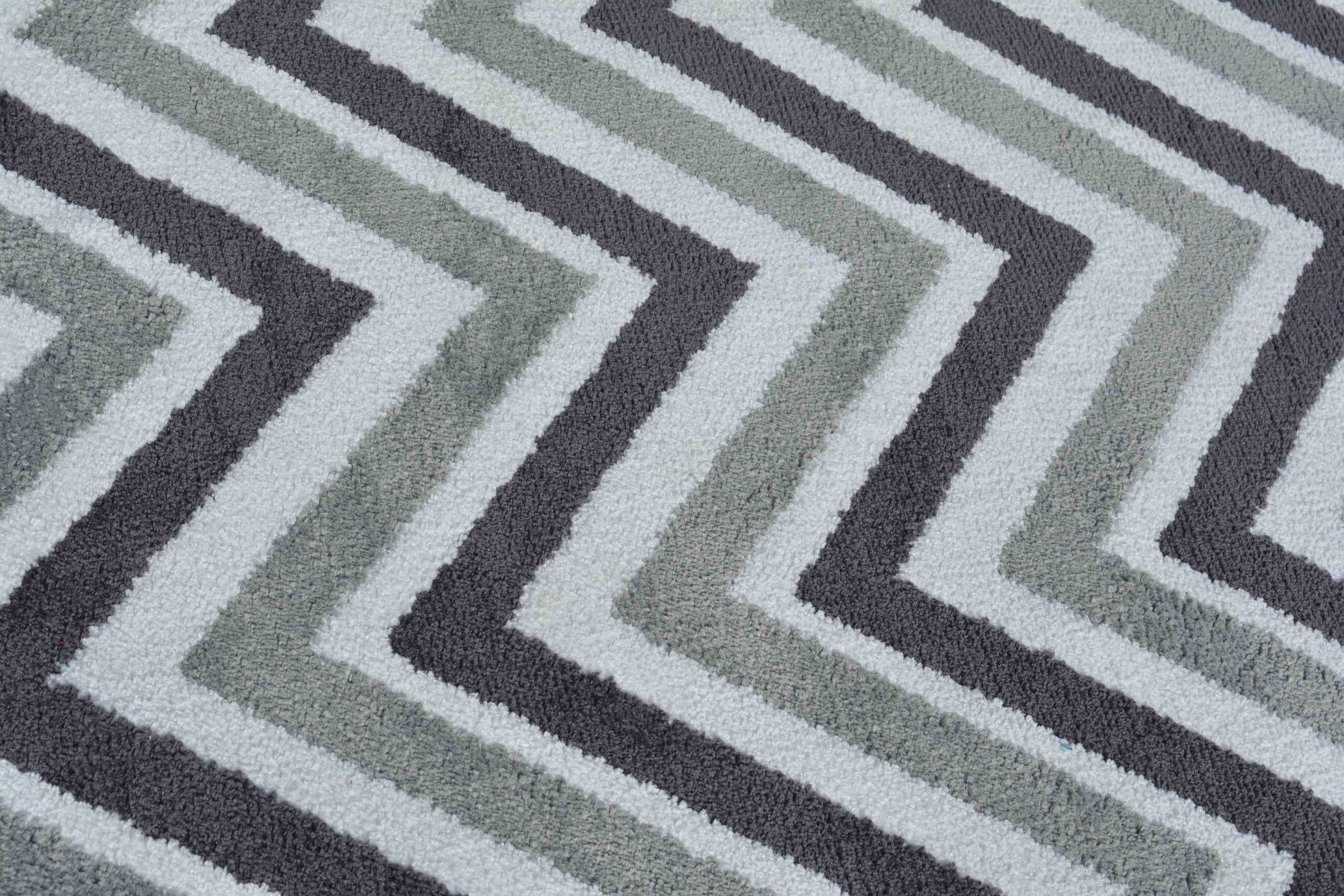 Detec™ Presto Grey Color Modern chevron Abstract Polyester Carpet