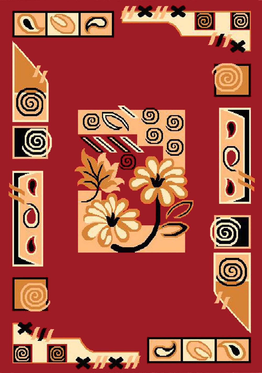 Detec™ Presto Red Color Hand Tufted Floral Carpet 