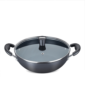 Nirlep Ebony 3.1 Ltr 24 Cm Hard Anodized Induction Deep Kadhai with Lid 3 mm