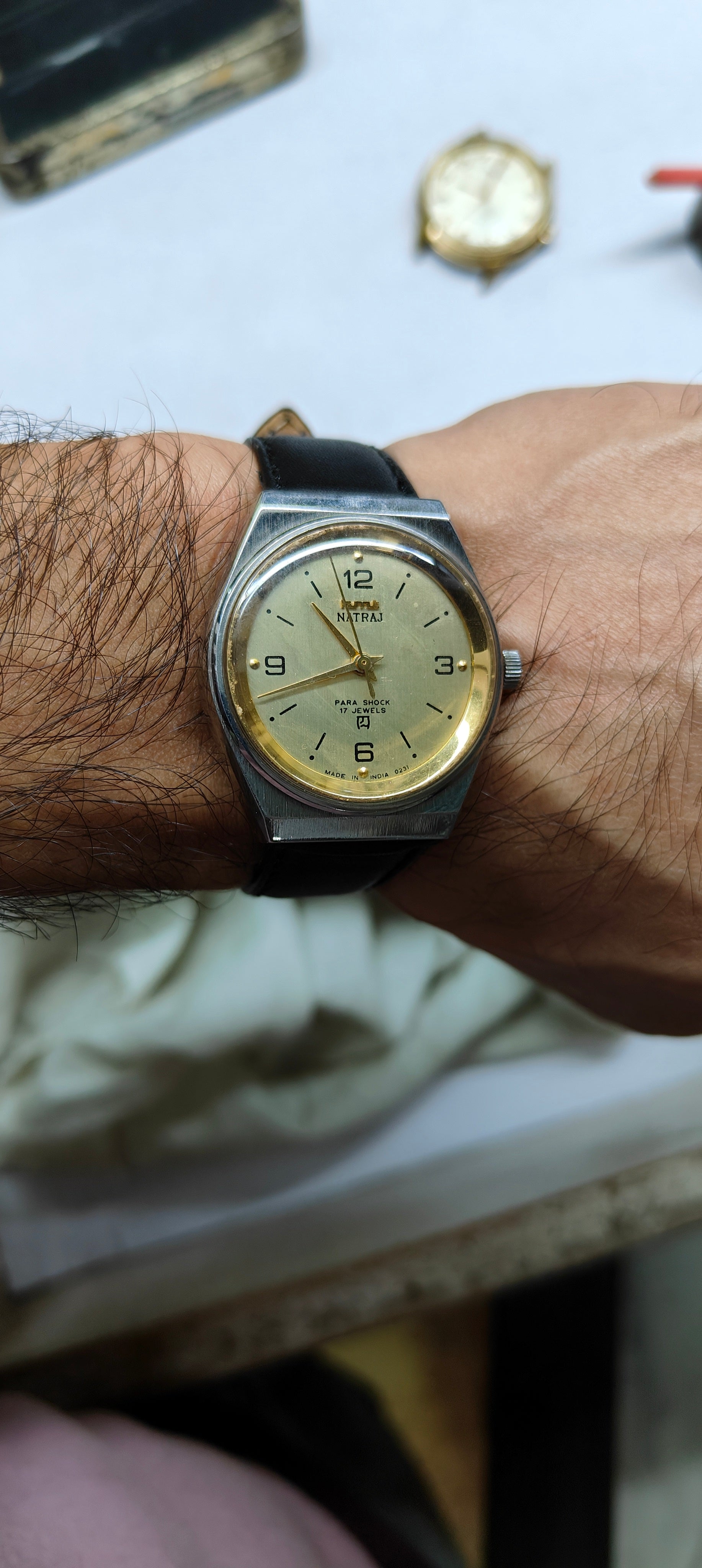 Vintage HMT Natraj Para Shock 17 Jewels Code 0.U34 Watch