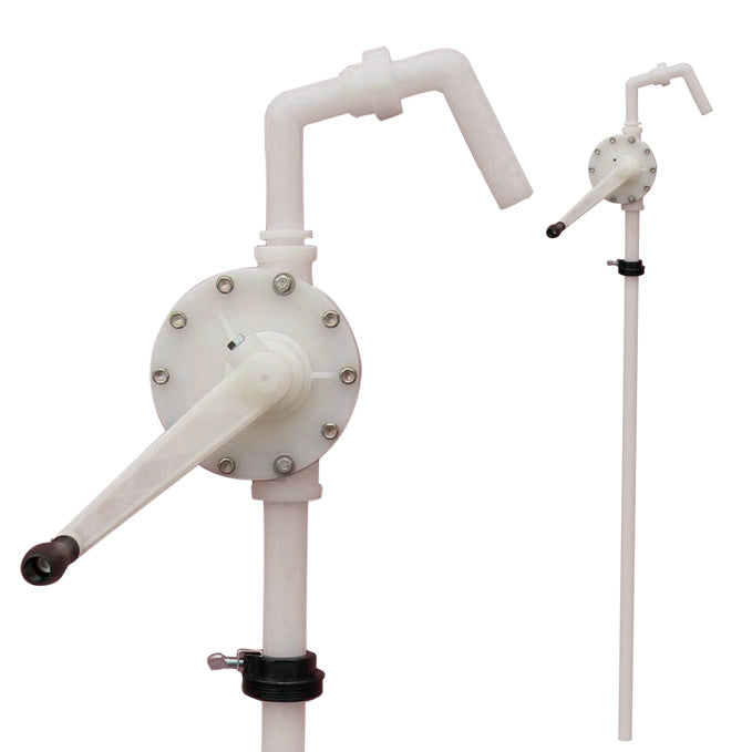 Jessberger Hand-crank rotary pump JP-08 for chemi­cals. The pump is suitable for thin fluid, highly aggressive media such as acids and alkalies