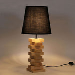 Load image into Gallery viewer, Libra Beige Wooden Table Lamp with Black Fabric Lampshade
