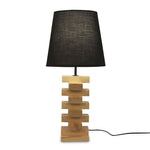 Load image into Gallery viewer, Libra Beige Wooden Table Lamp with Black Fabric Lampshade

