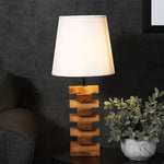 Load image into Gallery viewer, Libra Brown Wooden Table Lamp with White Fabric Lampshade
