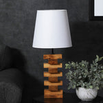Load image into Gallery viewer, Libra Brown Wooden Table Lamp with White Fabric Lampshade
