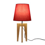 Load image into Gallery viewer, Jet Beige Wooden Table Lamp with Red Fabric Lampshade
