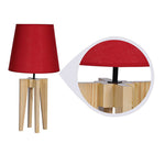 Load image into Gallery viewer, Jet Beige Wooden Table Lamp with Red Fabric Lampshade
