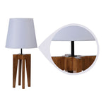 Load image into Gallery viewer, Jet Brown Wooden Table Lamp with White Fabric Lampshade
