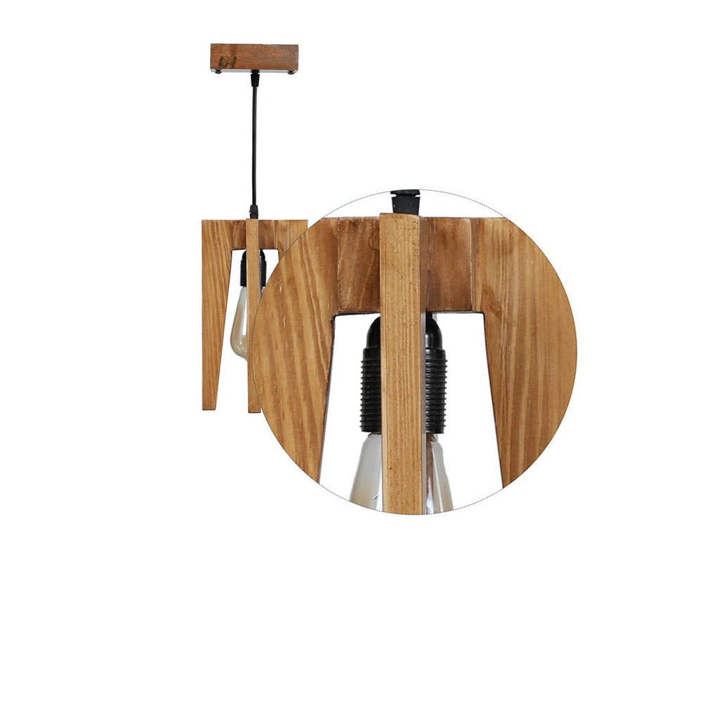 Jet Brown Wooden Single Hanging Lamp