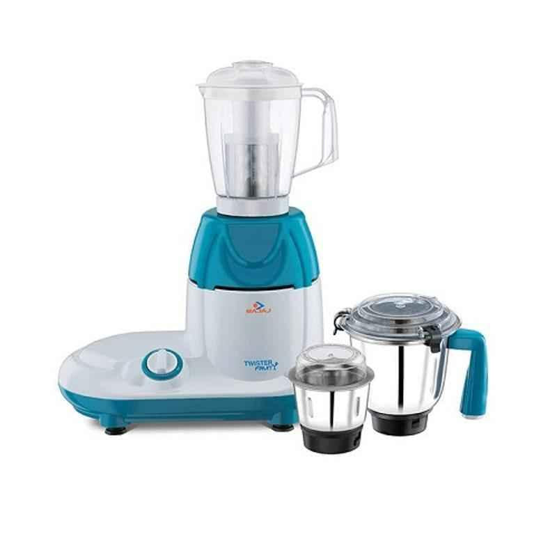 Bajaj Twister Fruity 750-Watts Mixer Grinder with 3 Jars (White/Blue)