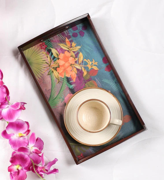 Detec™ Round Handle Tray In Lilly Flower Print