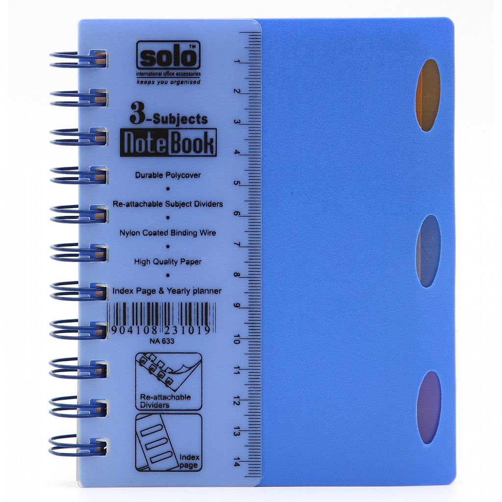 Detec™ Solo 3 Subjects Note Book 240 Pages A6 NA633 Pack of 10