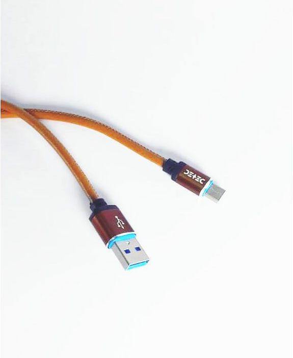 Detec Data Cable. Brown Leather USB type - Micro USB Port - Detech Devices Private Limited