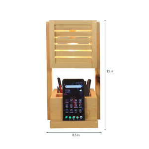 Detec™ Symplify Interio Minister Wooden Table Lamp With Desk Organiser
